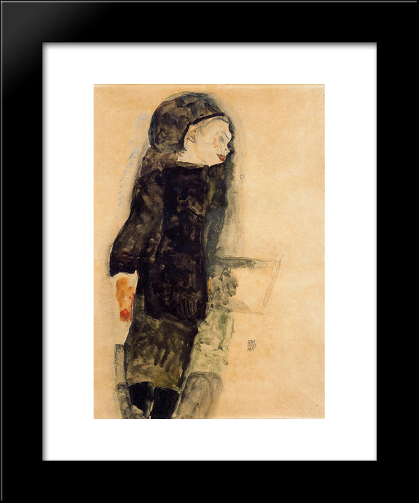 Child In Black 20x24 Black Modern Wood Framed Art Print Poster by Schiele, Egon