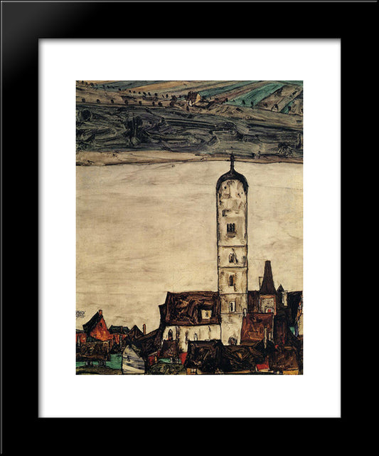 Church In Stein On The Danube 20x24 Black Modern Wood Framed Art Print Poster by Schiele, Egon