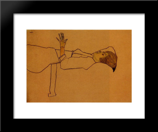 Clothed Woman, Reclining 20x24 Black Modern Wood Framed Art Print Poster by Schiele, Egon