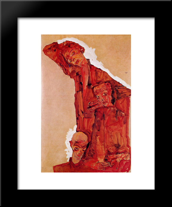 Composition With Three Male Figures (Self Portrait) 20x24 Black Modern Wood Framed Art Print Poster by Schiele, Egon