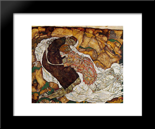 Death And The Maiden 20x24 Black Modern Wood Framed Art Print Poster by Schiele, Egon