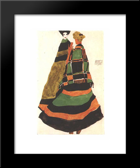 Design For A Postcard 20x24 Black Modern Wood Framed Art Print Poster by Schiele, Egon