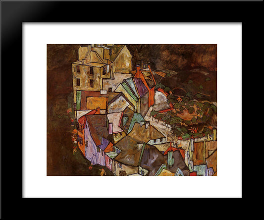 Edge Of Town (Krumau Town Crescent) 20x24 Black Modern Wood Framed Art Print Poster by Schiele, Egon