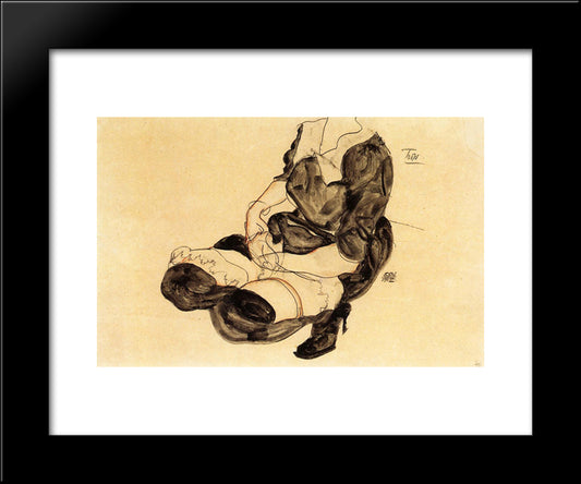 Female Torso, Squatting 20x24 Black Modern Wood Framed Art Print Poster by Schiele, Egon