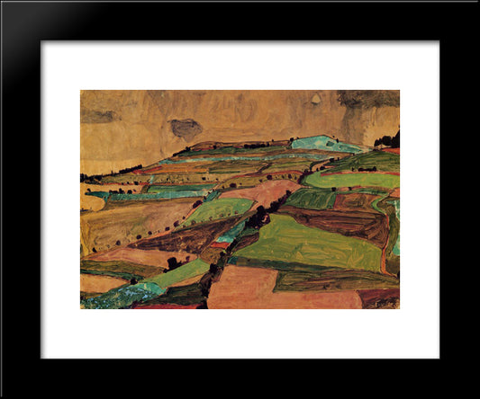 Field Landscape (Kreuzberg Near Krumau) 20x24 Black Modern Wood Framed Art Print Poster by Schiele, Egon