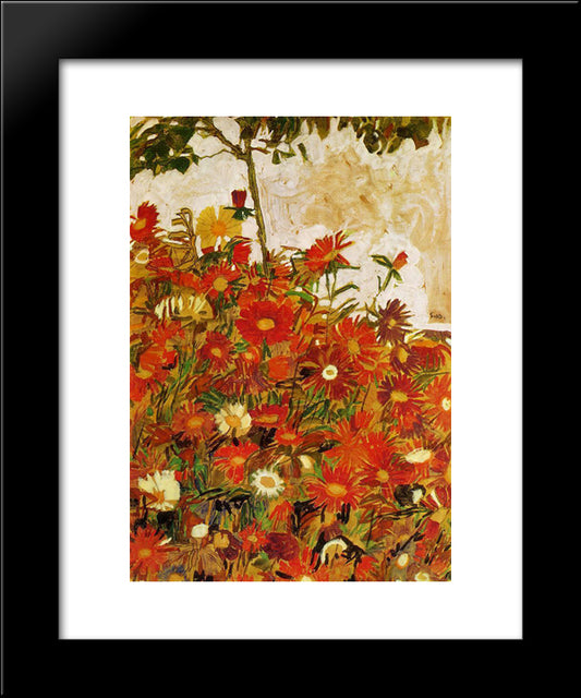 Field Of Flowers 20x24 Black Modern Wood Framed Art Print Poster by Schiele, Egon