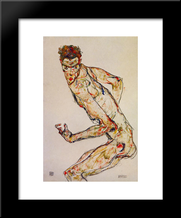 Fighter 20x24 Black Modern Wood Framed Art Print Poster by Schiele, Egon