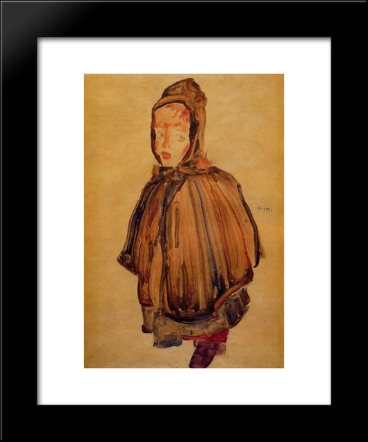 Girl With Hood 20x24 Black Modern Wood Framed Art Print Poster by Schiele, Egon