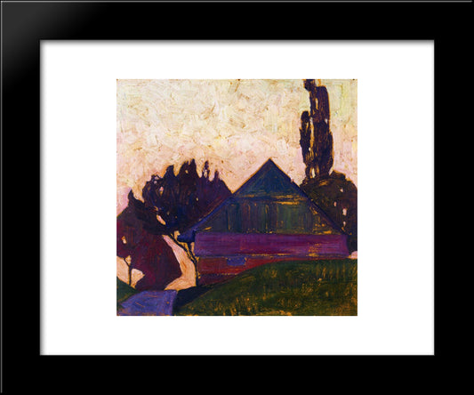 House Between Trees I 20x24 Black Modern Wood Framed Art Print Poster by Schiele, Egon