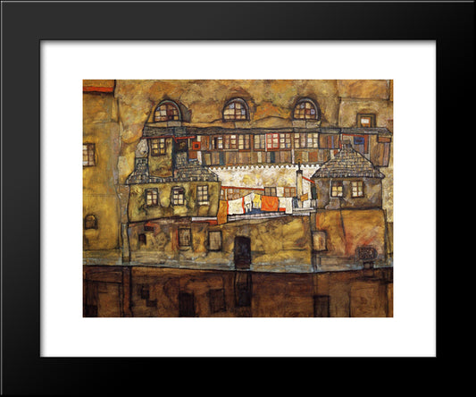 House On A River (Old House I) 20x24 Black Modern Wood Framed Art Print Poster by Schiele, Egon