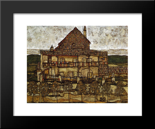 House With Shingles 20x24 Black Modern Wood Framed Art Print Poster by Schiele, Egon