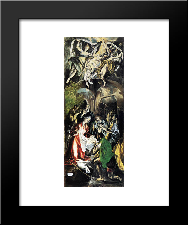 Adoration Of The Shepherds 20x24 Black Modern Wood Framed Art Print Poster by El Greco