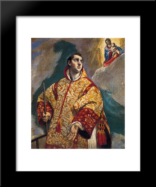 Apparition Of The Virgin To St. Lawrence 20x24 Black Modern Wood Framed Art Print Poster by El Greco