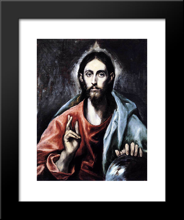 Christ Blessing (The Saviour Of The World) 20x24 Black Modern Wood Framed Art Print Poster by El Greco