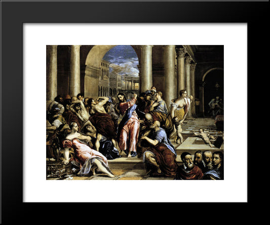 Christ Driving The Traders From The Temple 20x24 Black Modern Wood Framed Art Print Poster by El Greco