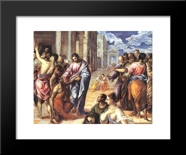 Christ Healing The Blind 20x24 Black Modern Wood Framed Art Print Poster by El Greco