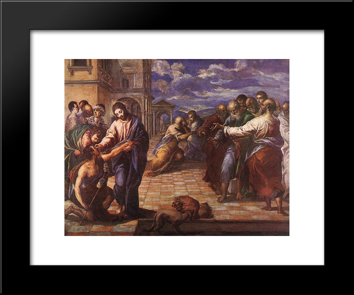 Christ Healing The Blind Man 20x24 Black Modern Wood Framed Art Print Poster by El Greco