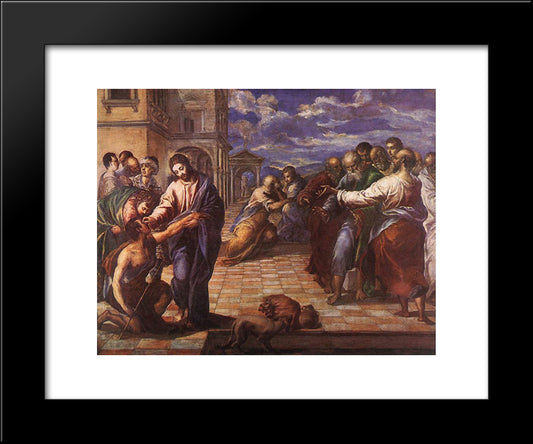 Christ Healing The Blind Man 20x24 Black Modern Wood Framed Art Print Poster by El Greco