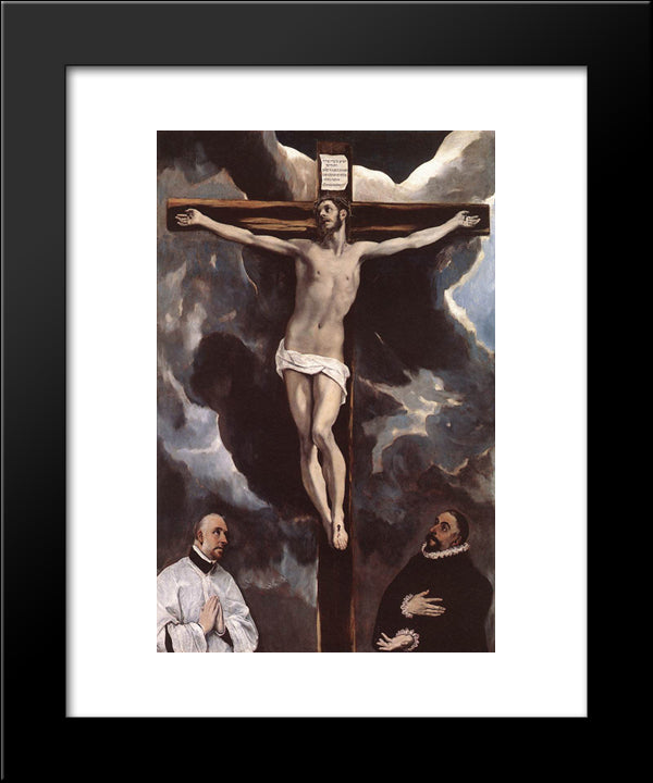 Christ On The Cross Adored By Two Donors 20x24 Black Modern Wood Framed Art Print Poster by El Greco