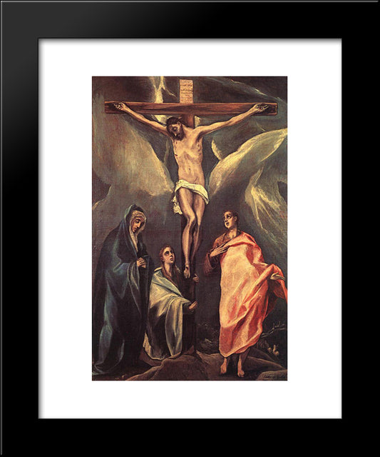 Christ On The Cross With Two Maries And St. John 20x24 Black Modern Wood Framed Art Print Poster by El Greco