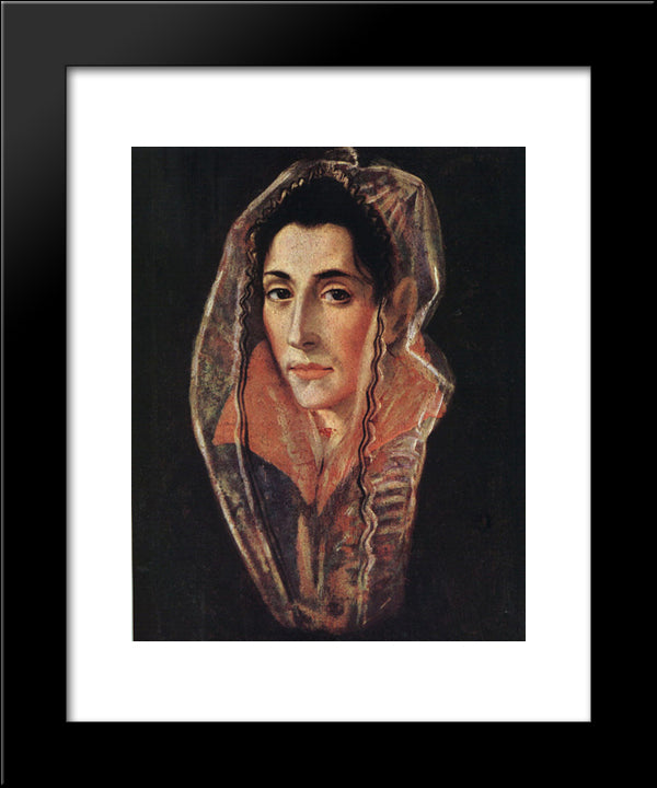 Female Portrait 20x24 Black Modern Wood Framed Art Print Poster by El Greco