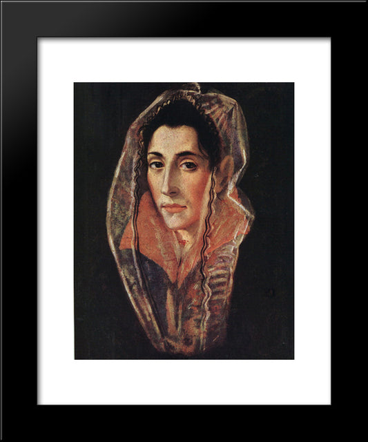 Female Portrait 20x24 Black Modern Wood Framed Art Print Poster by El Greco