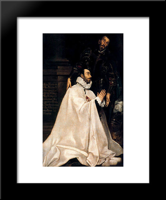 Julian Romero De Las Azanas And His Patron St. Julian 20x24 Black Modern Wood Framed Art Print Poster by El Greco