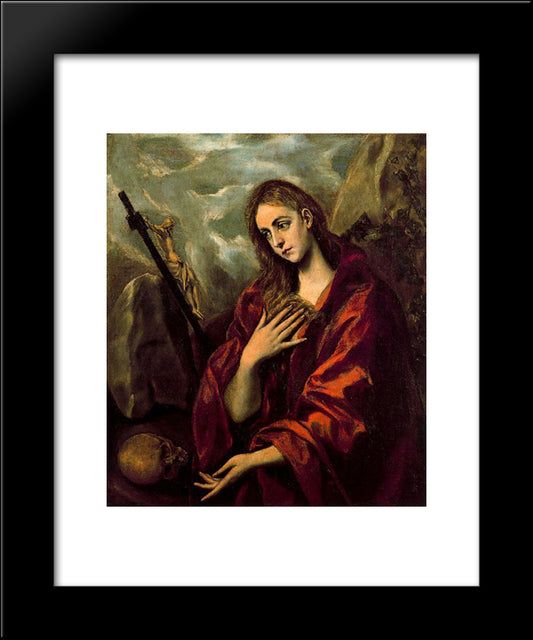 Penitent Magdalene 20x24 Black Modern Wood Framed Art Print Poster by El Greco