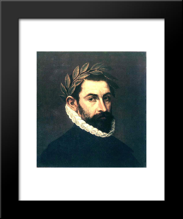 Poet Ercilla Y Zuniga By El Greco 20x24 Black Modern Wood Framed Art Print Poster by El Greco