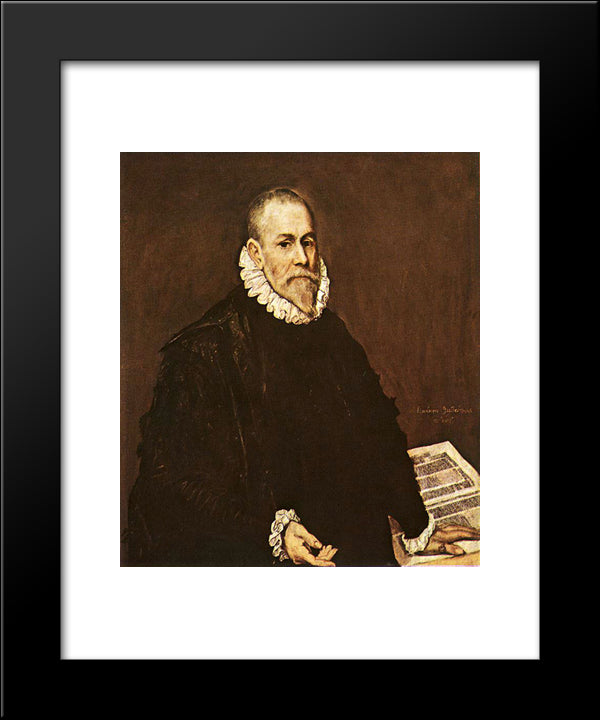 Portrait Of A Doctor Rodrigo De La Fuente 20x24 Black Modern Wood Framed Art Print Poster by El Greco