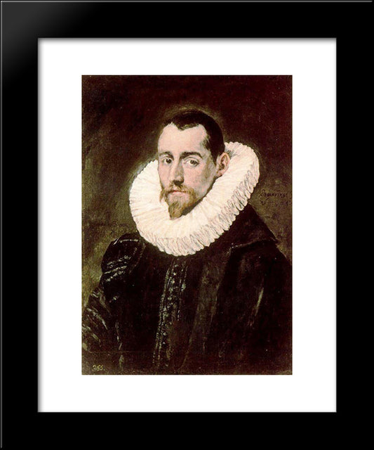 Portrait Of A Young Man 20x24 Black Modern Wood Framed Art Print Poster by El Greco