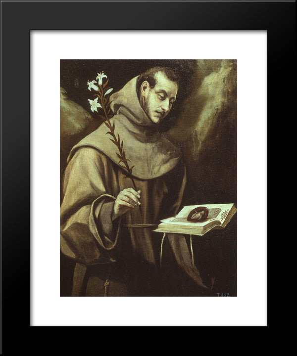 St. Antony Of Padua 20x24 Black Modern Wood Framed Art Print Poster by El Greco