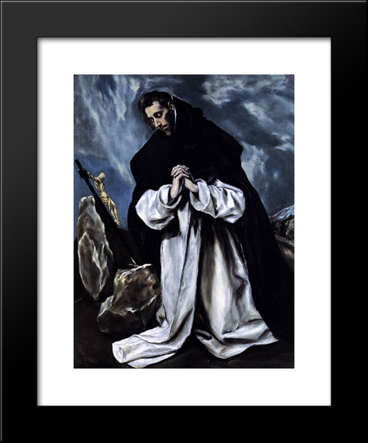 St. Dominic Praying 20x24 Black Modern Wood Framed Art Print Poster by El Greco