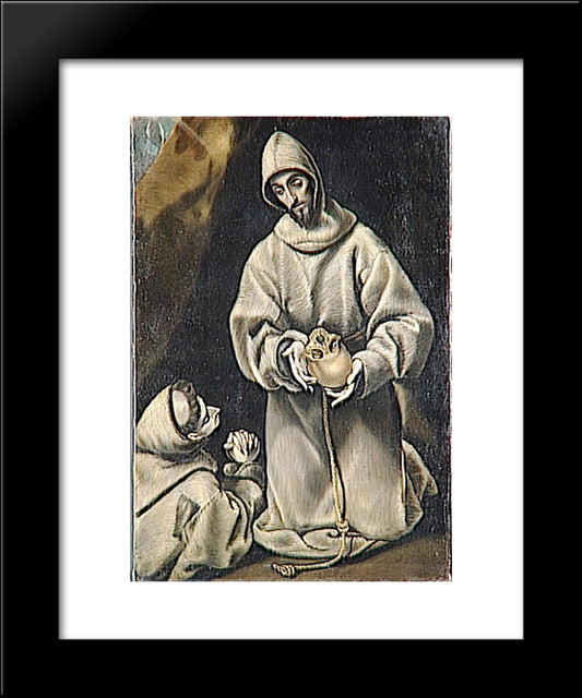 St. Francis And Brother Leo Meditating On Death 20x24 Black Modern Wood Framed Art Print Poster by El Greco