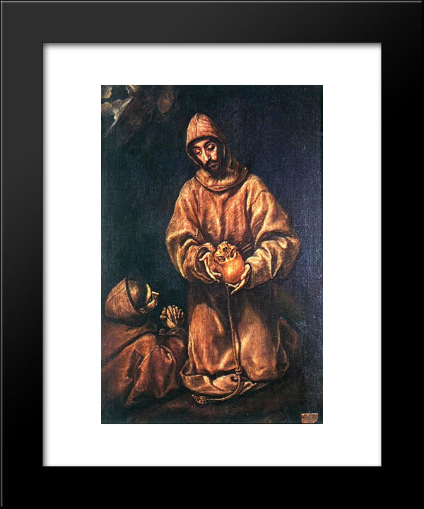 St. Francis And Brother Rufus 20x24 Black Modern Wood Framed Art Print Poster by El Greco