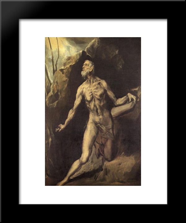 St. Jerome 20x24 Black Modern Wood Framed Art Print Poster by El Greco