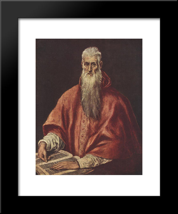 St. Jerome As Cardinal 20x24 Black Modern Wood Framed Art Print Poster by El Greco