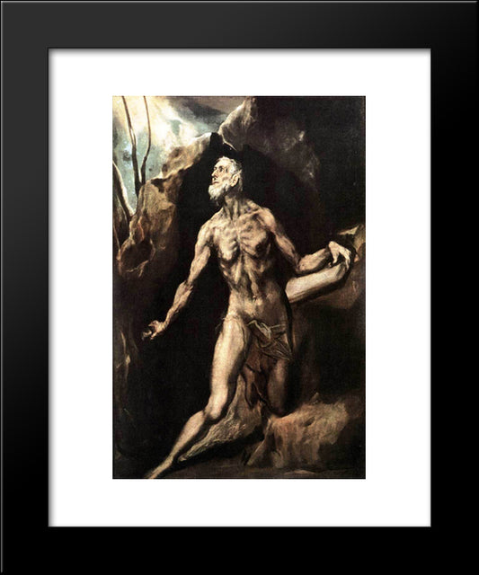 St. Jerome Penitent 20x24 Black Modern Wood Framed Art Print Poster by El Greco