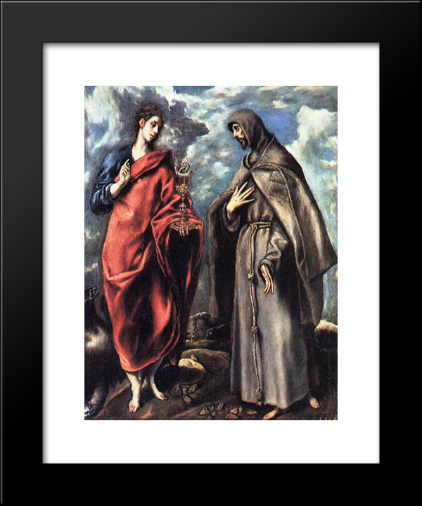 St. John The Evangelist And St. Francis 20x24 Black Modern Wood Framed Art Print Poster by El Greco