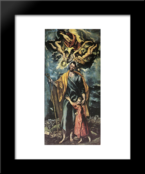 St. Joseph And The Christ Child 20x24 Black Modern Wood Framed Art Print Poster by El Greco