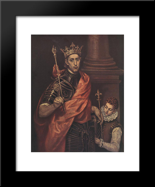 St. Louis King Of France With A Page 20x24 Black Modern Wood Framed Art Print Poster by El Greco