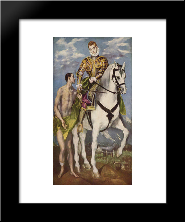 St. Martin And The Beggar 20x24 Black Modern Wood Framed Art Print Poster by El Greco