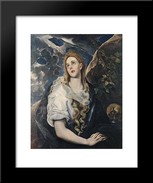 St. Mary Magdalene 20x24 Black Modern Wood Framed Art Print Poster by El Greco