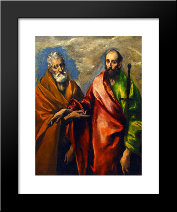 St. Paul And St. Peter 20x24 Black Modern Wood Framed Art Print Poster by El Greco