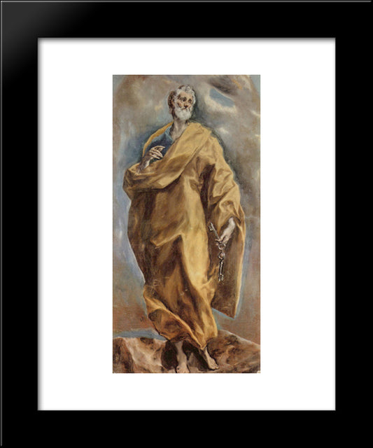 St. Peter 20x24 Black Modern Wood Framed Art Print Poster by El Greco