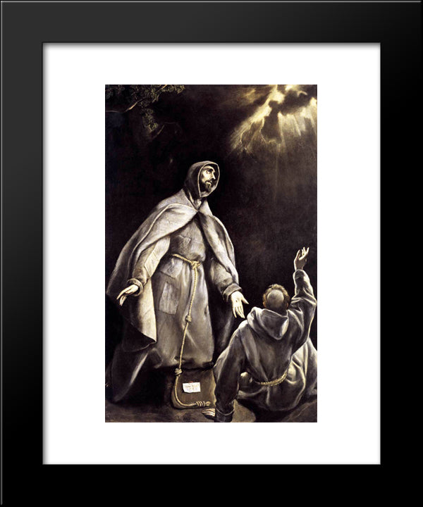 St Francis'S Vision Of The Flaming Torch 20x24 Black Modern Wood Framed Art Print Poster by El Greco