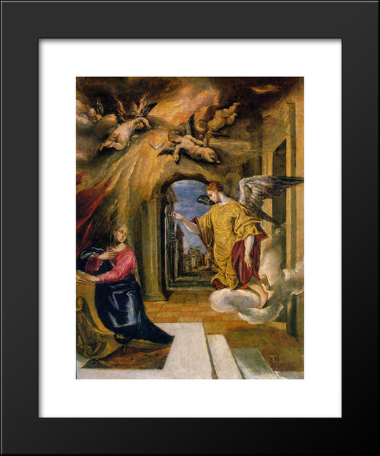 The Annunciation 20x24 Black Modern Wood Framed Art Print Poster by El Greco