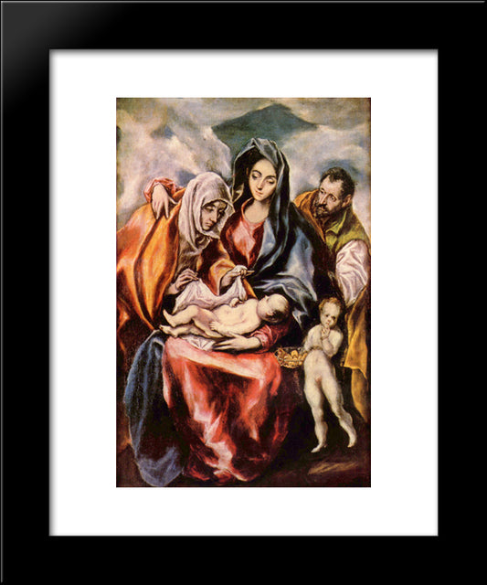 The Holy Family With St. Anne And The Young St. John The Baptist 20x24 Black Modern Wood Framed Art Print Poster by El Greco