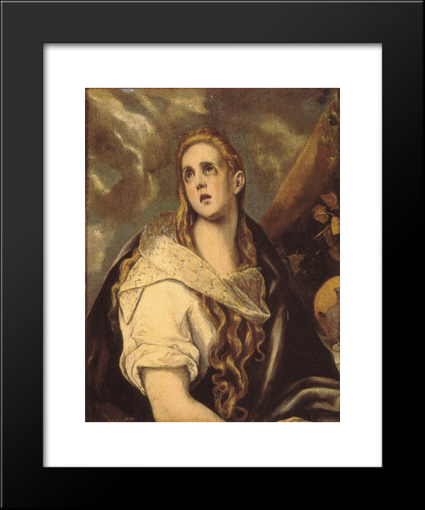 The Penitent Magdalene 20x24 Black Modern Wood Framed Art Print Poster by El Greco