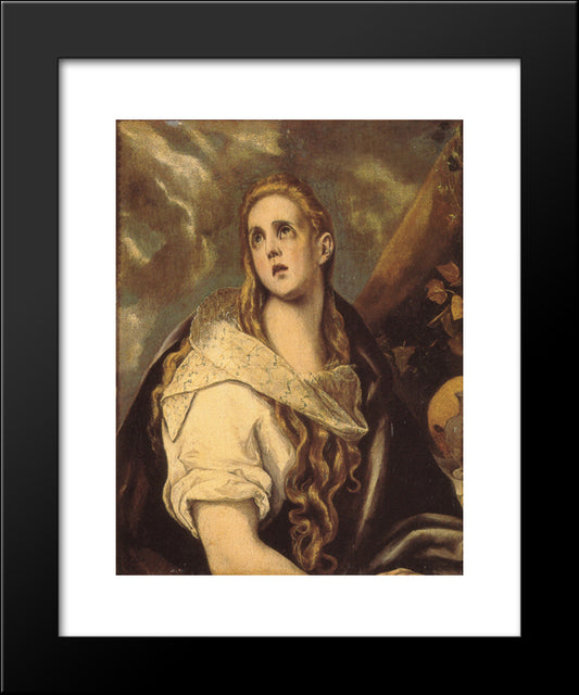 The Penitent Magdalene 20x24 Black Modern Wood Framed Art Print Poster by El Greco